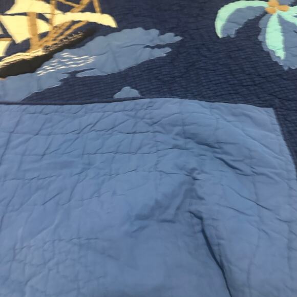 Freckles Twin Quilt Pirate Comforter Blanket Kids Room Nautical Pirateship Theme - Picture 5 of 9